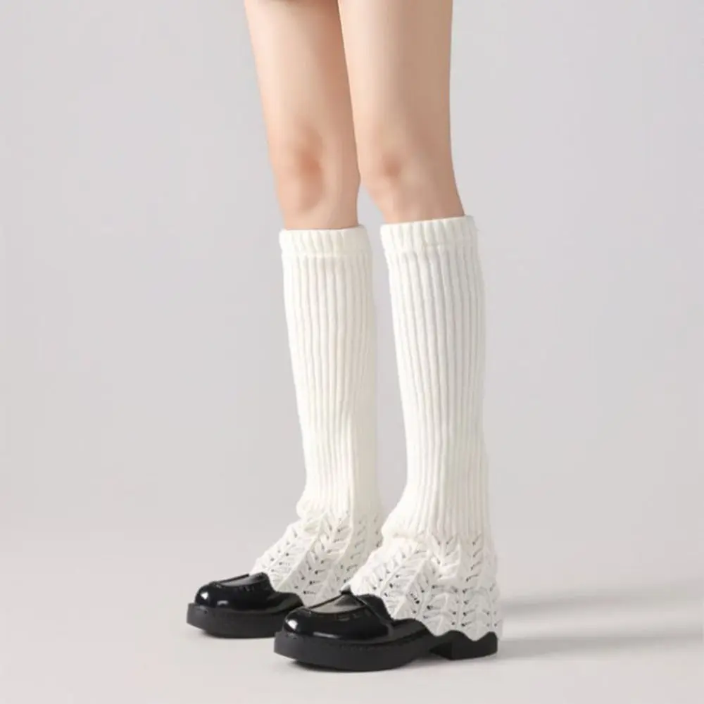 موضة Y2K النساء محبوك تدفئة الساق بلون سميكة الفتاة الأحذية كومة الجوارب لينة منتصف العجل الأوسط جوارب أنبوبية الكاحل دفئا #4