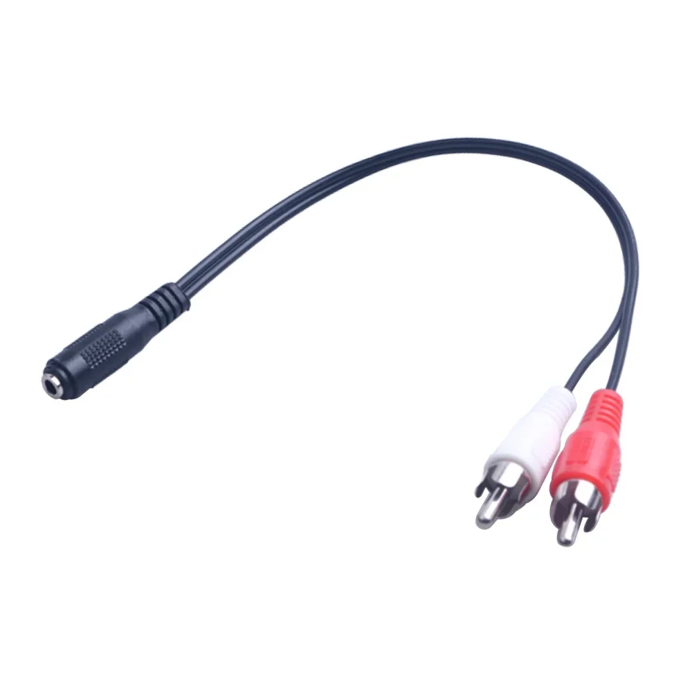 Jack para 2RCA fêmea macho soquete de áudio estéreo, 3.5 AUX Y adaptador para DVD amplificadores, fone de ouvido, cabo RCA, 3.5mm