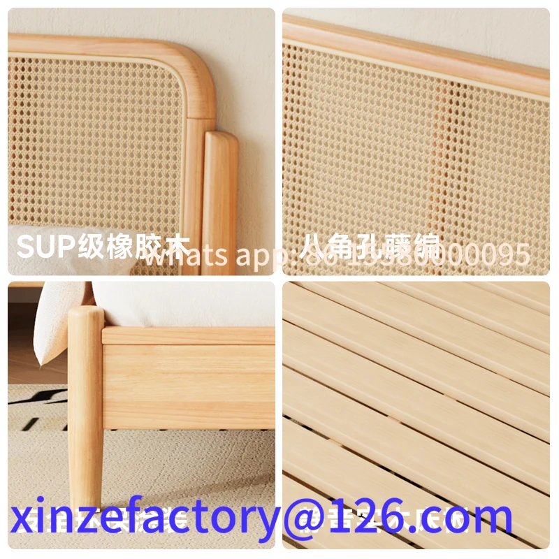 Aanpasbaar massief houten bed in Japanse stijl Klein appartement 1,2 meter eenpersoonsbed Huishouden