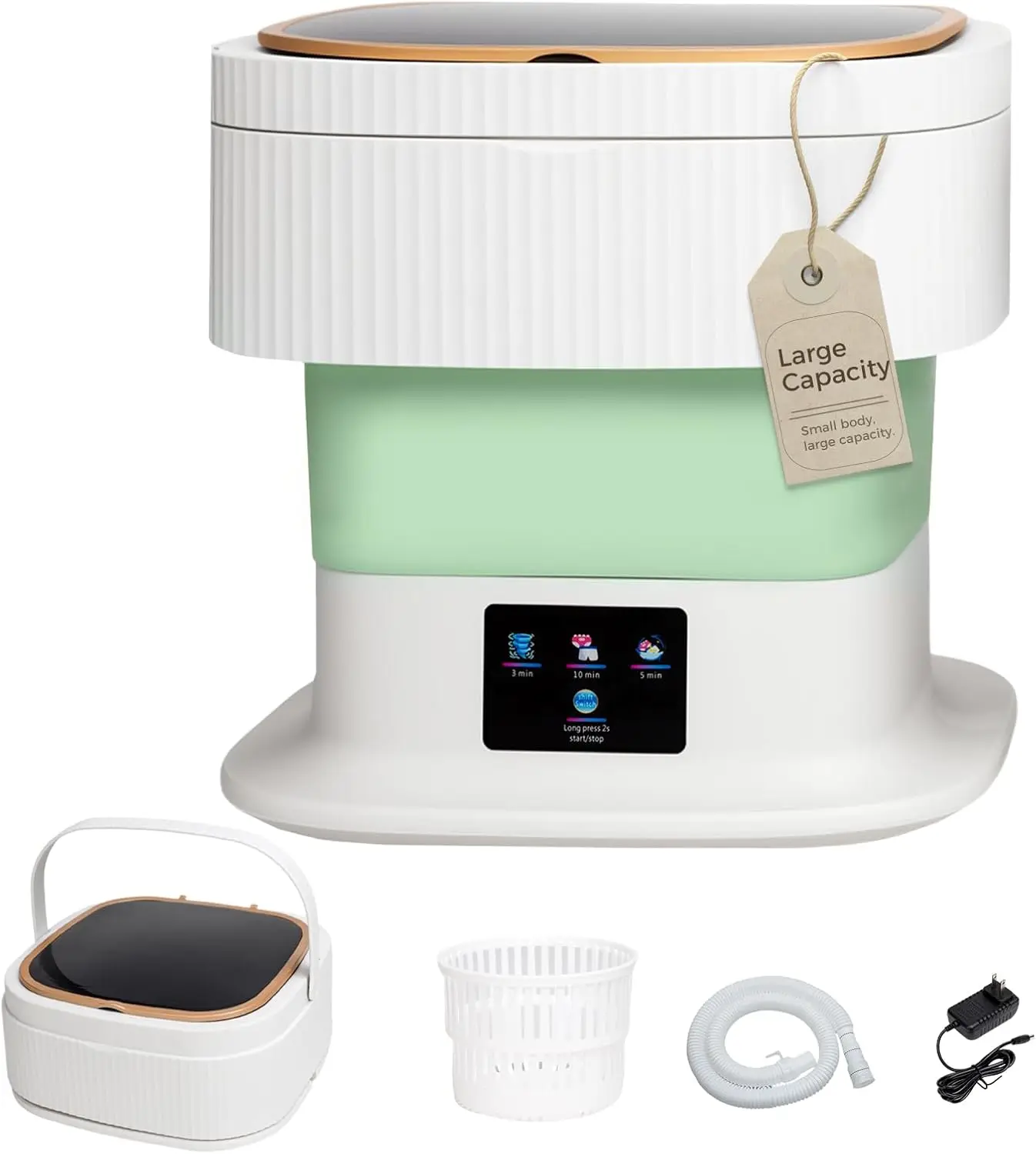 

Portable Washing Machine Mini Washer for Apartments - Compact, Foldable Countertop Clothes Washer & Dryer Combo, Small