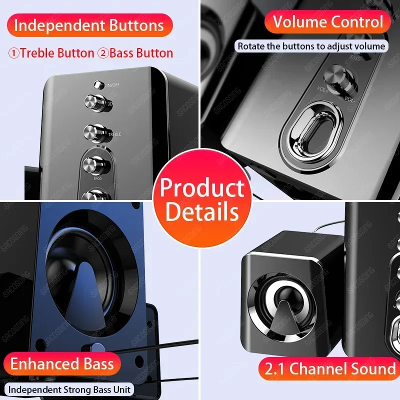 Sistema de Home Theater Alto-falante Bluetooth, Alto-falantes Bleutooth, Som Bocinas, Cinema em Casa, PC, Computador, Desktop