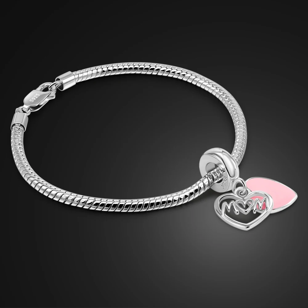 New Design 925 Sterling Silver Lovely Bead Charm Bracelets Women Girl Enamel Handmade Charm Bracelet for Women Childs