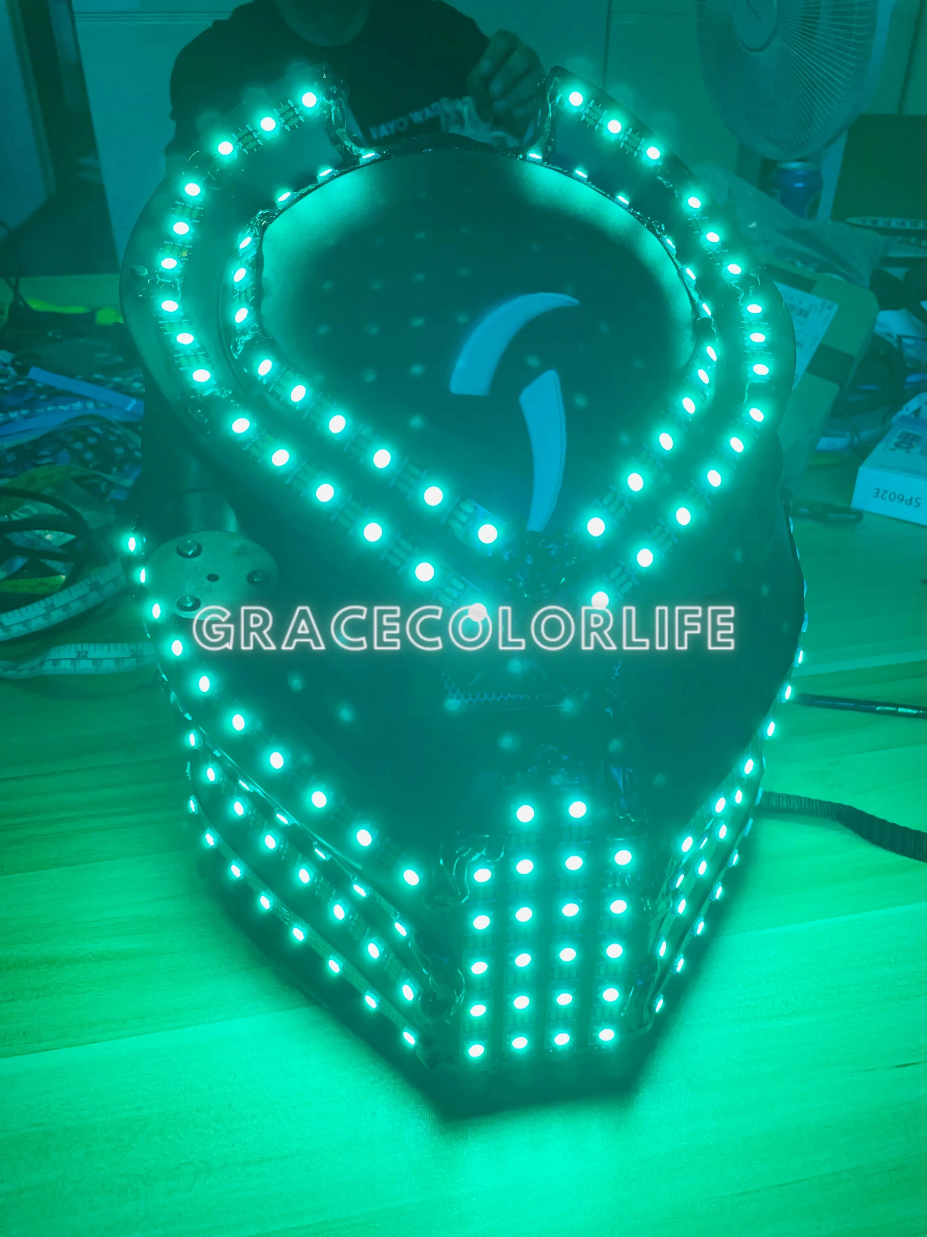 Colorful LED Lights Helmet Holiday Party Stage Performance Bar Nightclub Costume Accessories Robot Helmet Cosplay Mask