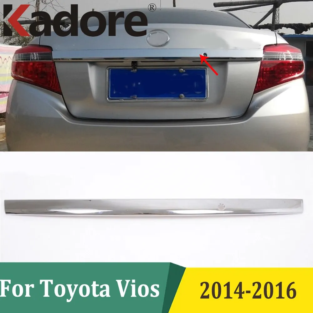 For Toyota Vios 2014 2015 2016 Chrome Rear Back Trunk Lid Streamer Cover Tail Gate Protector Car Styling Exterior Accessories