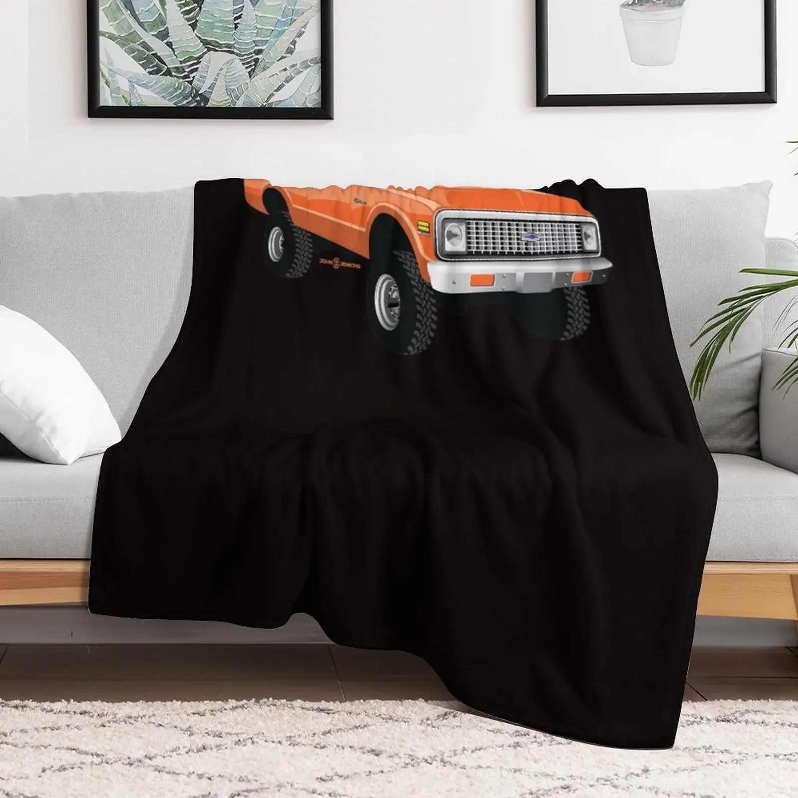 1971 K5 Blazer Orange Throw Blanket Bed linens Decorative Throw Thin Decoratives Blankets