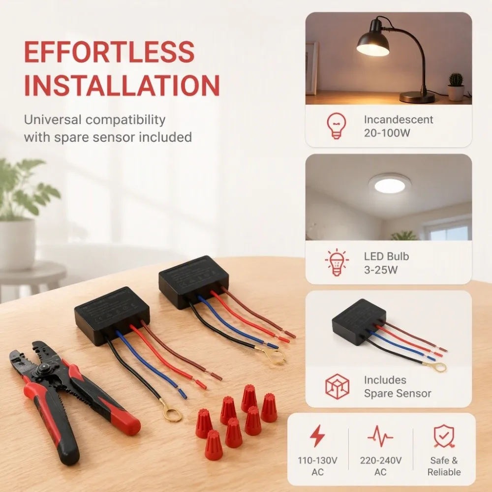 2pcs Portable 3 Way Touch Sensor Dimmer 110-230V 20-100W Touch Lamp Control Module Touch Dimmer Module Repair Parts