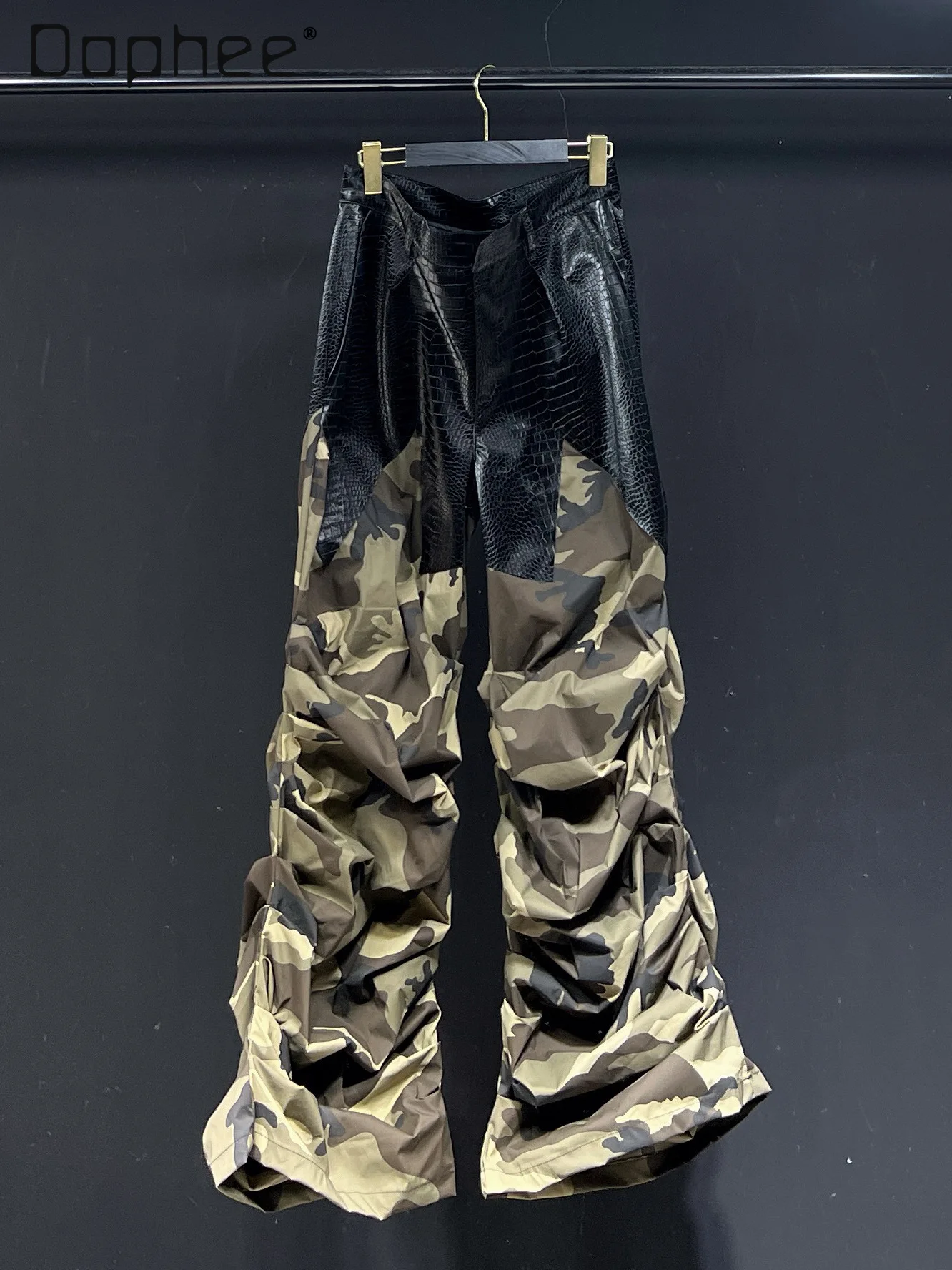Original 2025 Autumn New Camouflage Patchwork Loose Casual Pants Men High Street Punk Style High Waist Slim Straight Pants