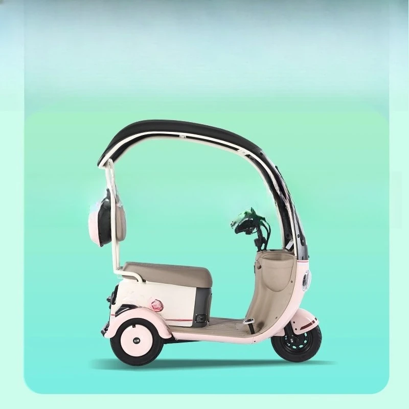 

Electric tricycle household small with awning pick up and drop off children and ladies small battery tricycle with shed