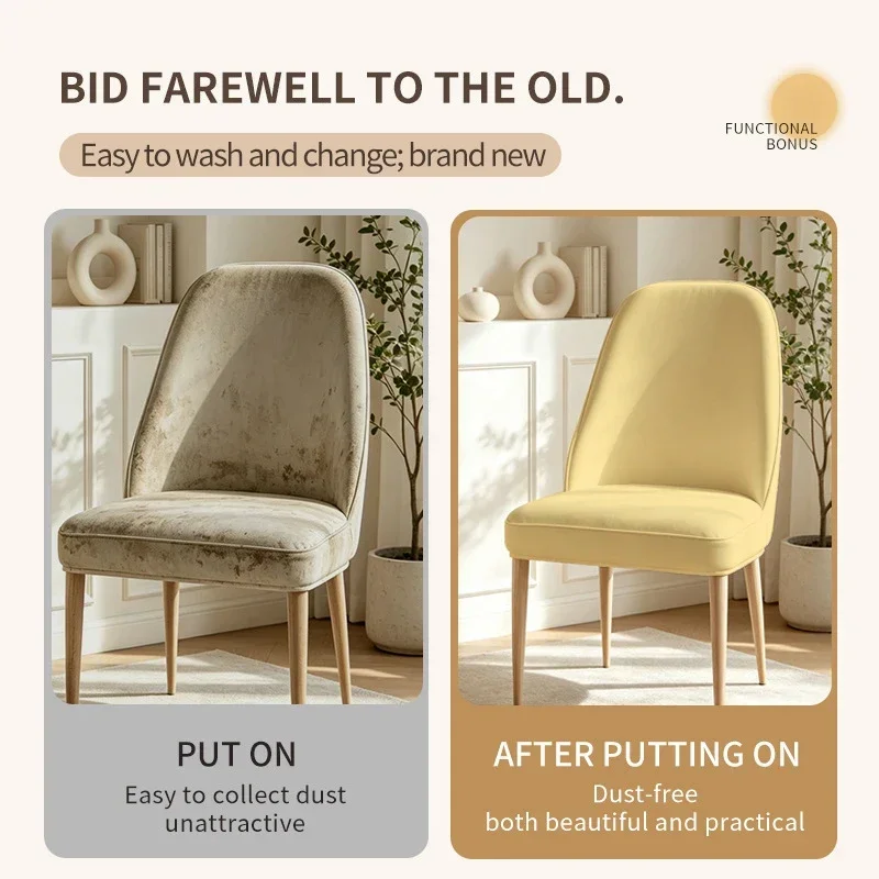 High Back Armless Stretch Curved Dining Chair Slipcover All-Inclusive Removable Dustproof Chair Protector for Home Banquet Decor