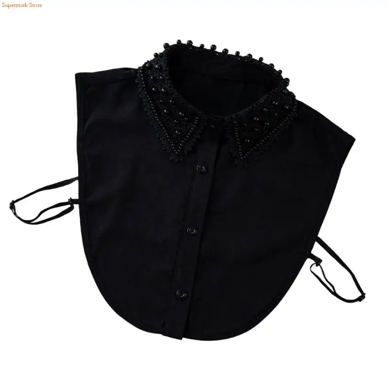 Q5WE エレガントなレースビーズの取り外し可能な首輪、服装を強化するための女性のネックアクセサリー