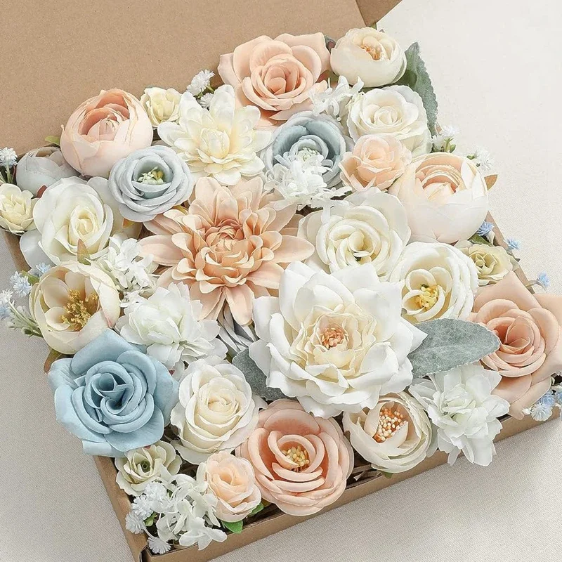 

Rose Artificial Flowers Combination Box for Home Room Decor Wedding Marriage Decoration Outdoor Garland DIY Craft Gift Accessory