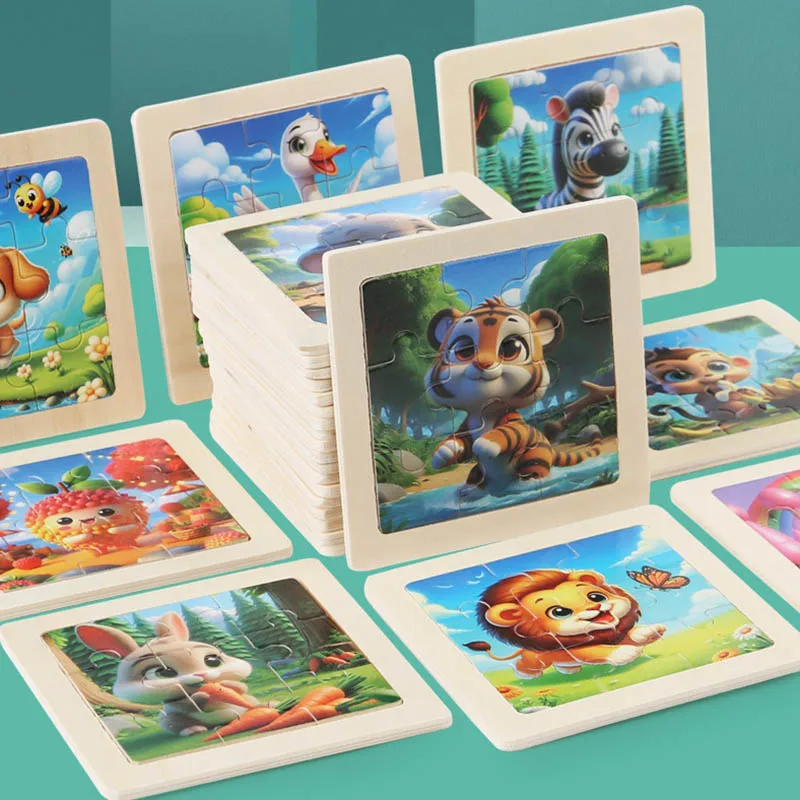 

Hot Sale Kids Wooden 3D Jigsaw Puzzle Cartoon Animal Traffic Tangram Wood Educational Jigsaw Puzzle Toys For Children Gifts