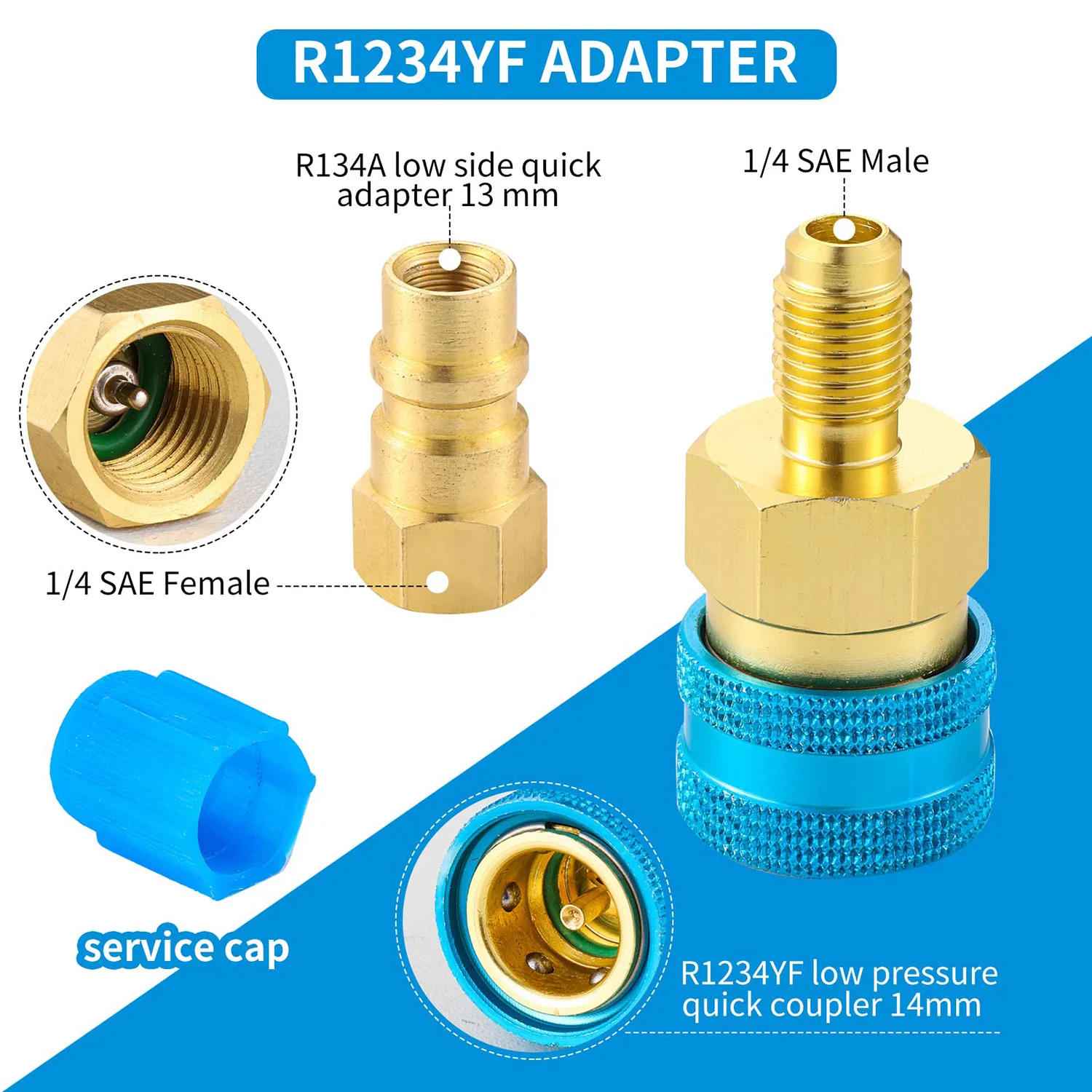 Quick Fitting Coupler Adapter For R134A To R1234YF High Low Side Adapter Fitting Connector Car Airconditioning Fitting Car Tools