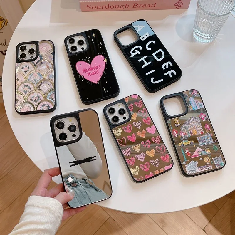 

Creative Letter Heart Mirror Phone Case Cover for IPhone 11 12 13 14 15 Pro Max Case for IPhone 15 Pro Max