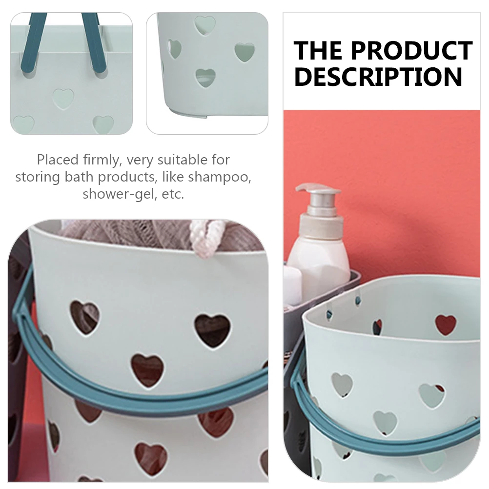 

1Pcs Heart Shape Plastic Hollow Storage Basket Shower Organizer Bathroom Container Portable Storage Holder Shower Basket
