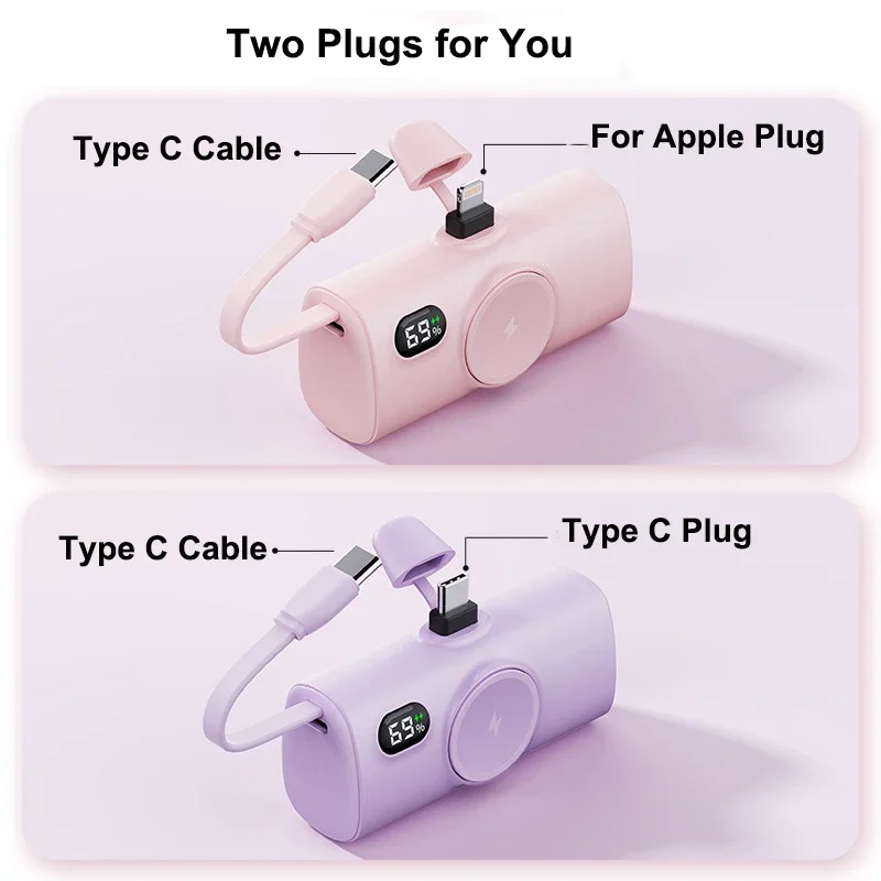 JayoWade 5000mAh بنك طاقة صغير كابل التوصيل آيفون Xiaomi سامسونج Powerbank شاحن لاسلكي مغناطيسي لبطارية iWatch 9 8