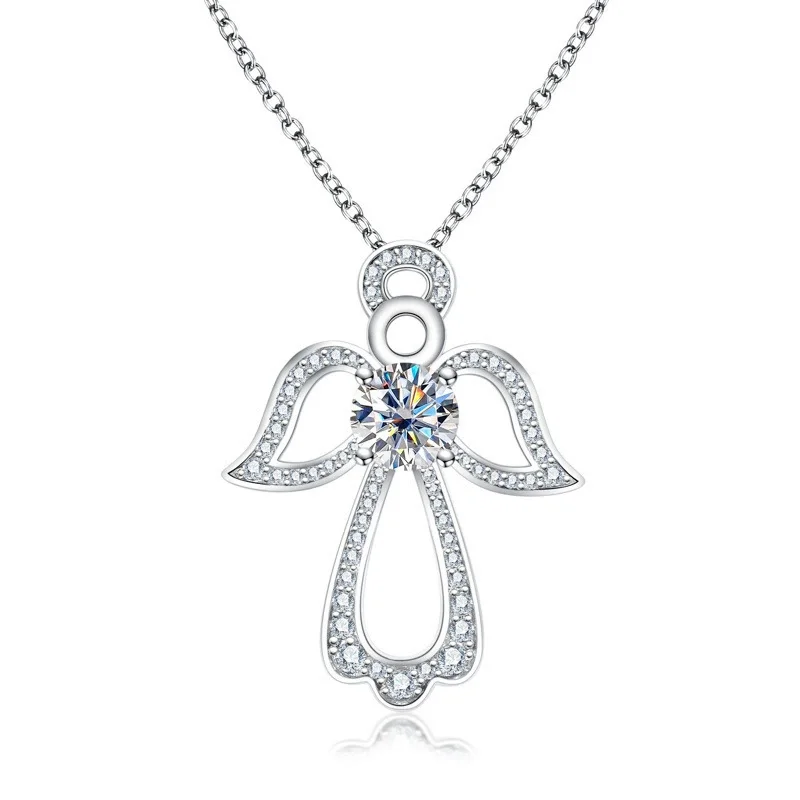 

ZFSILVER модное серебро 925 пробы, роскошный дизайн с муассанитом, модное ожерелье с угловыми крыльями для женщин, аксессуары, вечерние ювелирные изделия, подарок PEN-017
