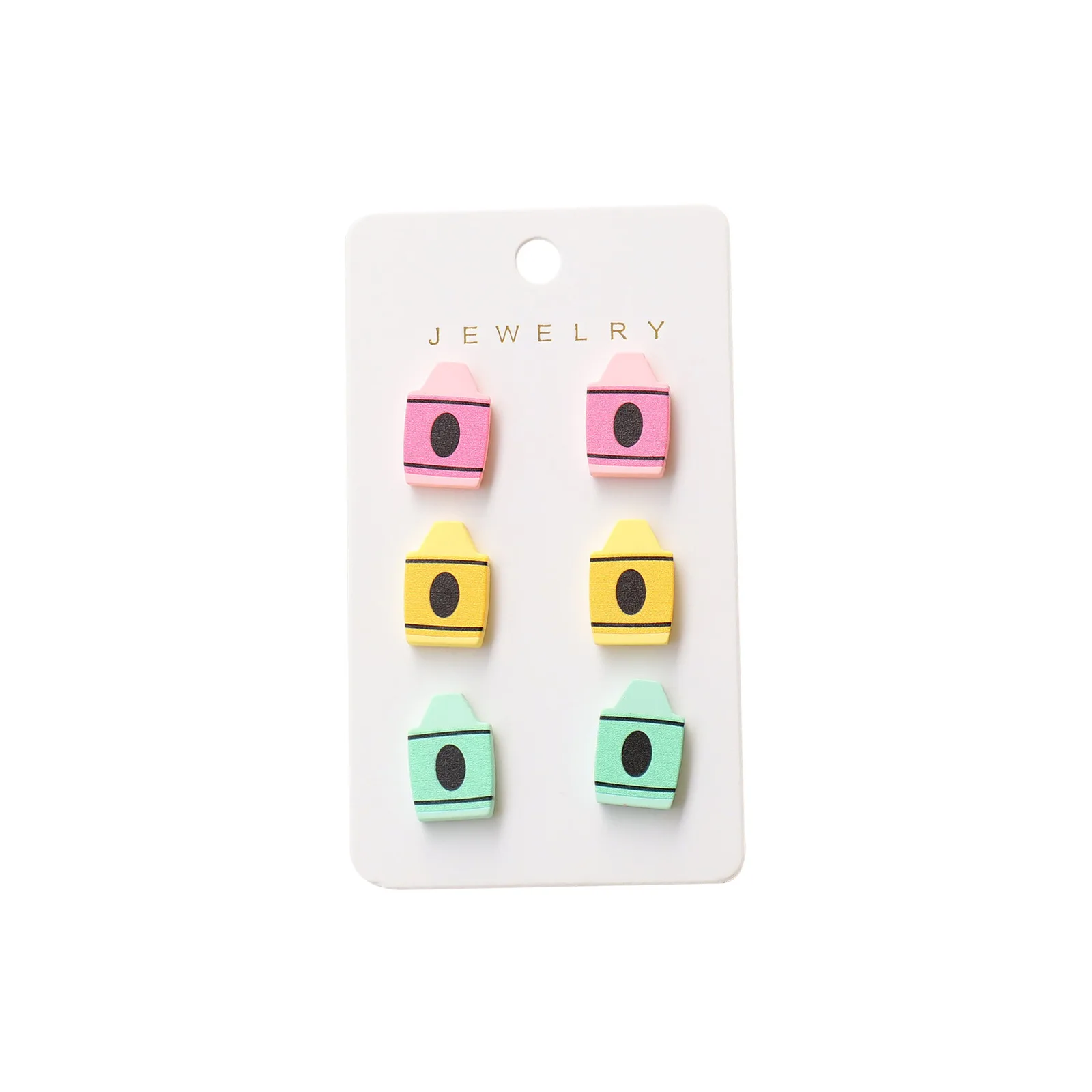 Teacher's Day Back to School Colorful Crayons Wood Stud Earrings Card Fashion Jewelry Women Trends