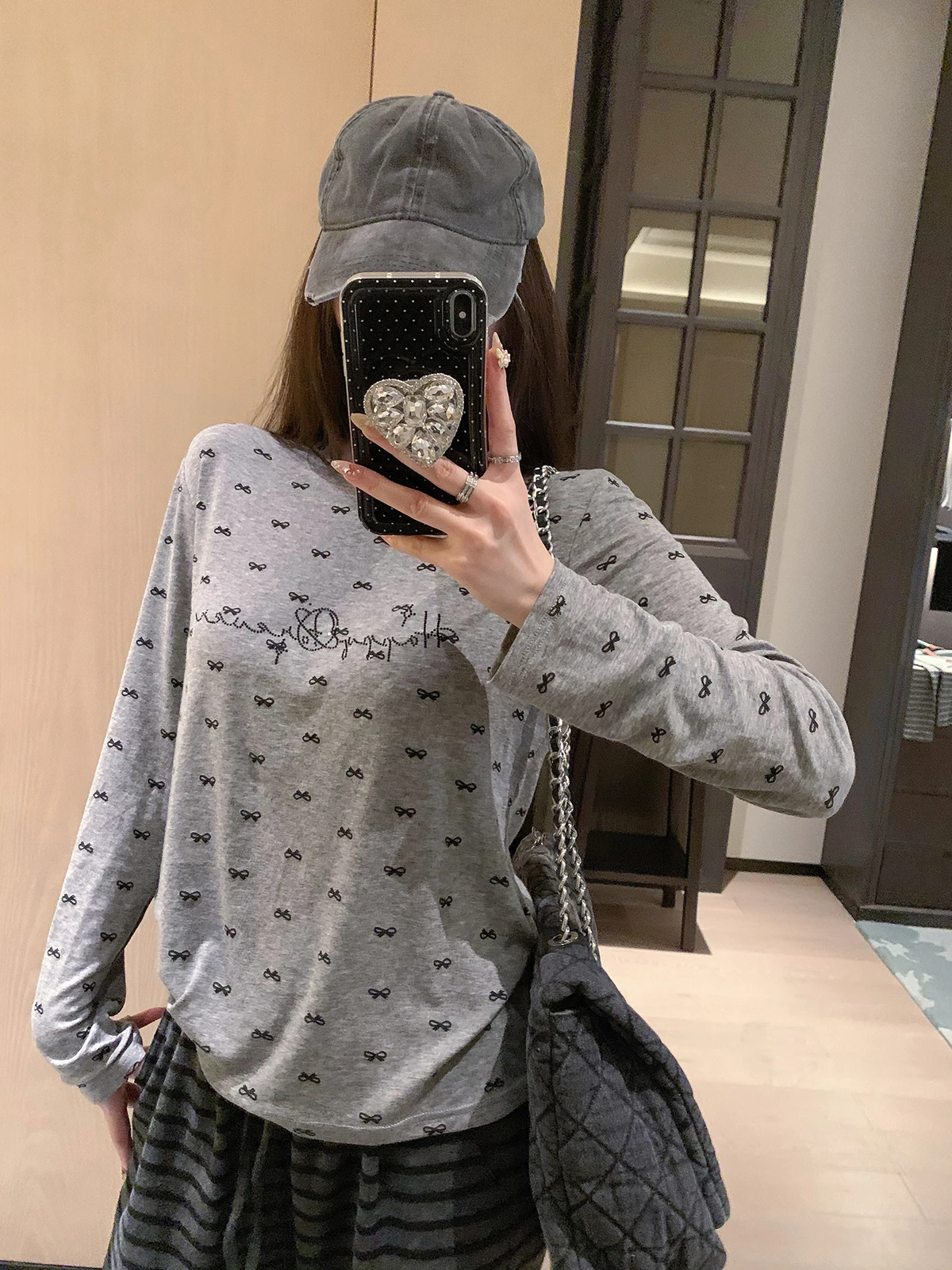 

Женская футболка Zhuangda Mud Knot с буквенным принтом из страз, из лиоцелла и шерсти, мягкая, свободного кроя, с длинным рукавом, для отдыха