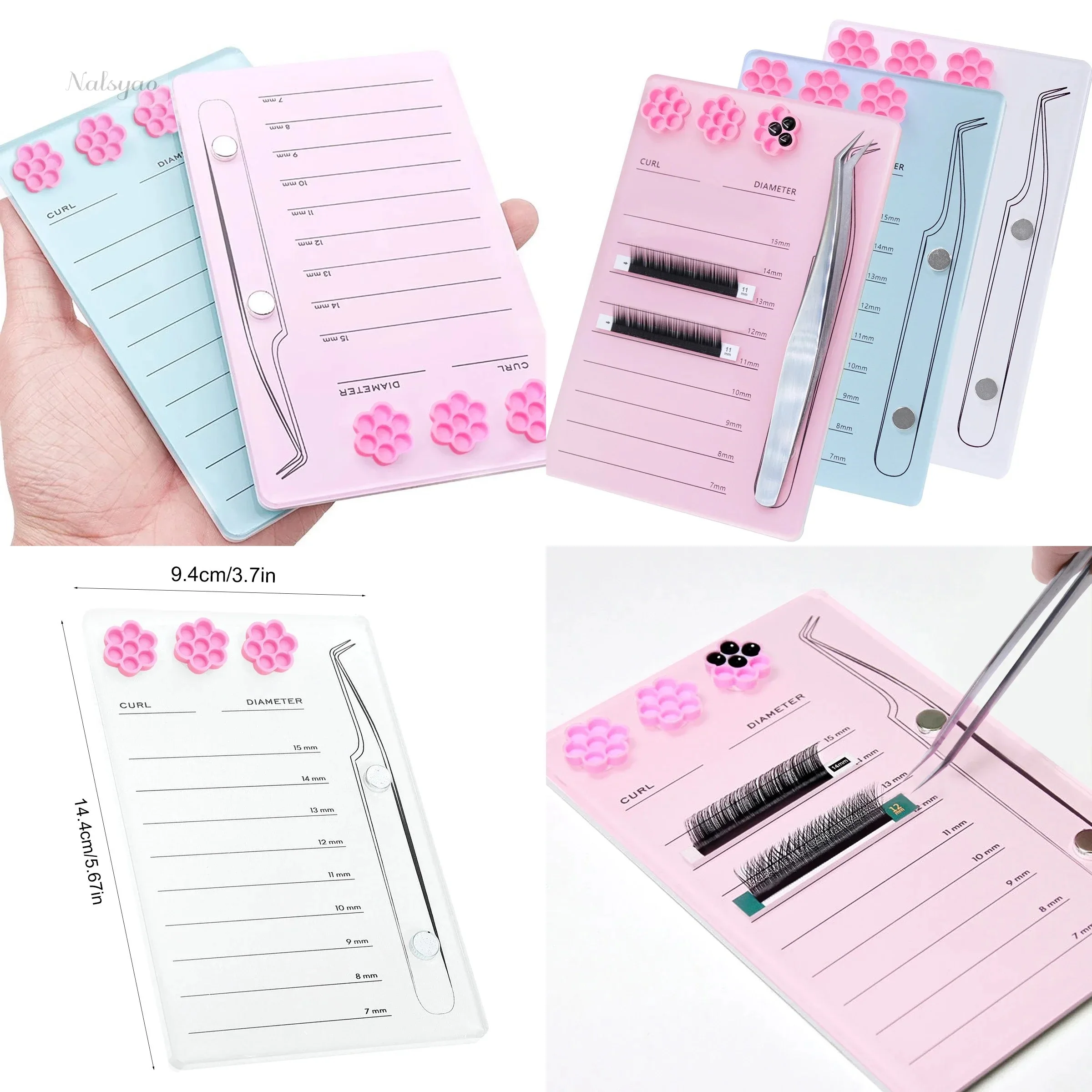 Eyelash Extension Scale Holder Magnetic Acrylic Lash Board with Glue Pallet Cup False Eyelashes Pad Lash Makeup Tool Wholesale