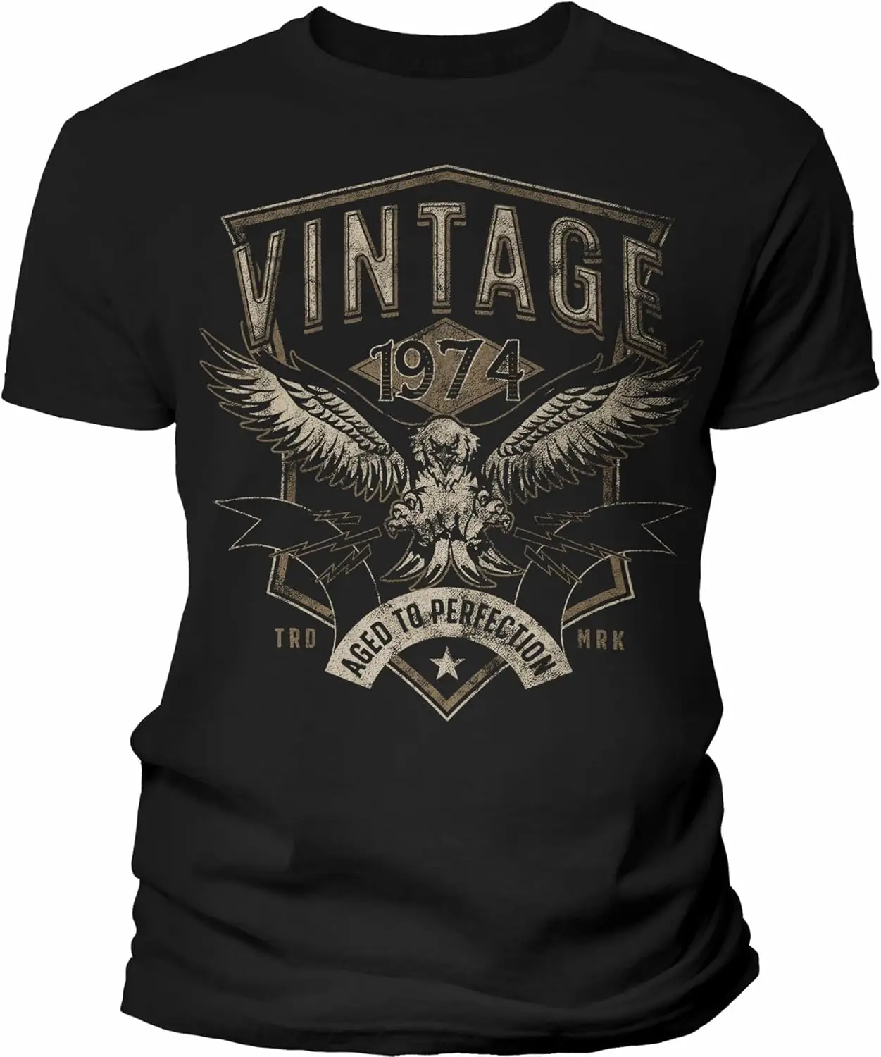 1974 Birthday Shirt Men - Vintage 1974 Aged to Perfection Eagle Biker 50th Birthday Gift