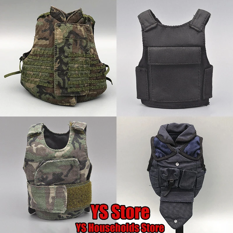 DML 1/6 Solider Mini Camfoulage Bulletproof Vest Police Solid Color Sleeveless Police Top Accessory For 12