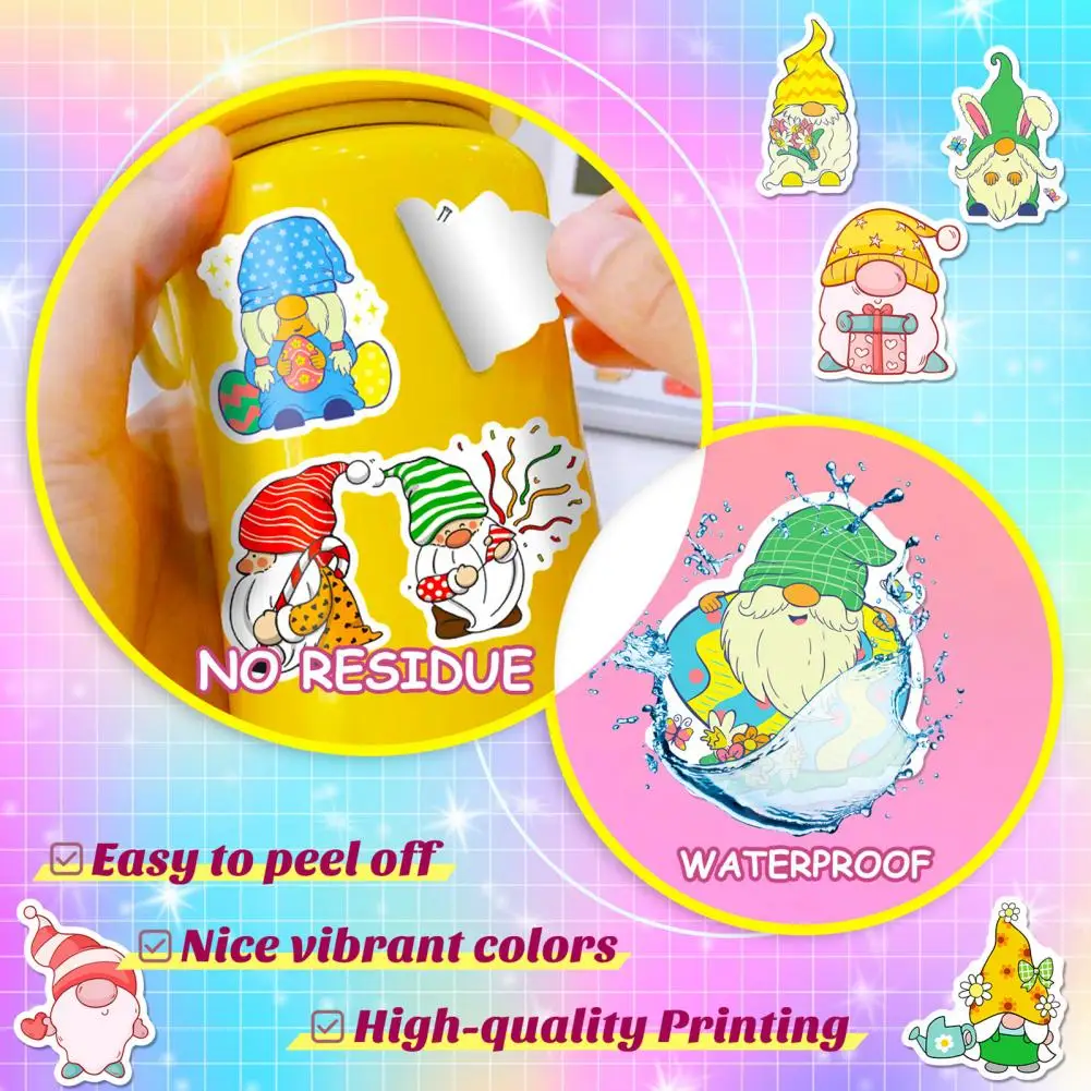 Scrapbooking Sticker Waterproof Dwarf Sticker Waterproof Gnome Stickers Fun Cartoon Dwarf Decals for Laptops Bottles for Parties