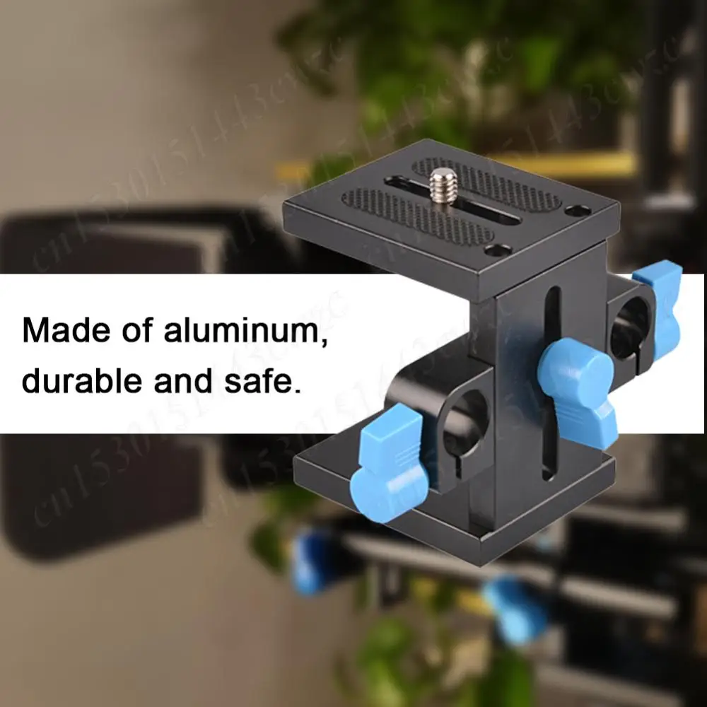 Morsetto per asta da 15 mm Railblock Filettatura da 1/4 e 3/8 pollici Foro per asta Supporto Guida Staffa regolabile in altezza per Follow Focus per fotocamera DSLR