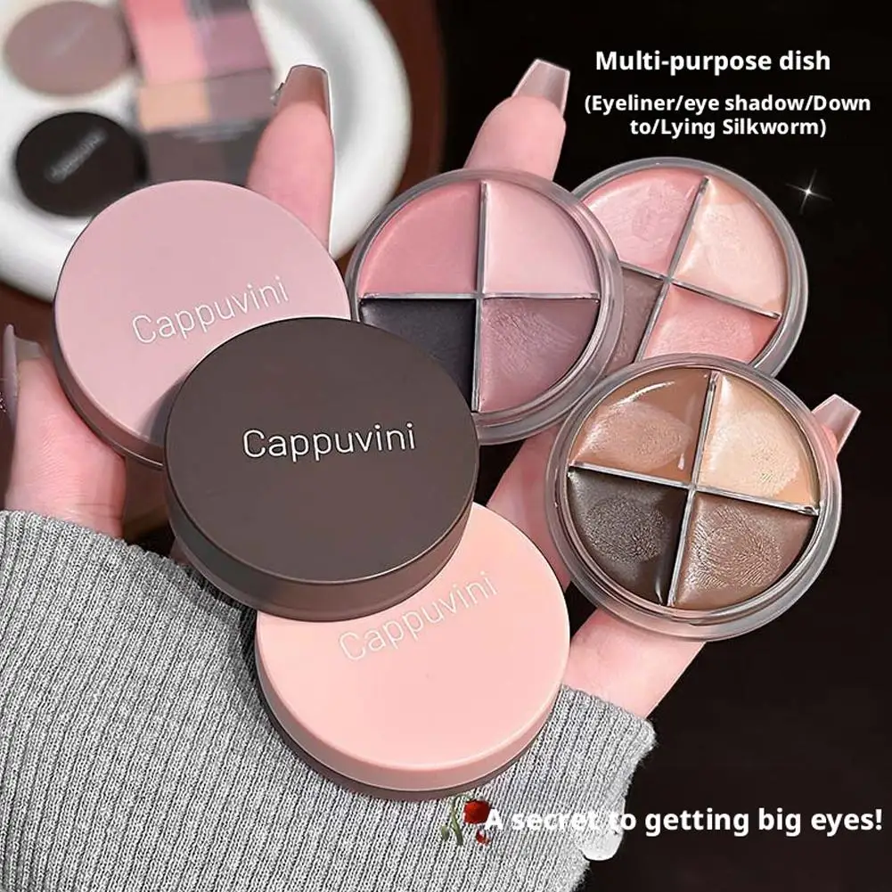 Crema delineadora de ojos mate de terciopelo, 4 colores, Natural, duradero, brillo, resistente al agua, Gel delineador de ojos a prueba de sudor