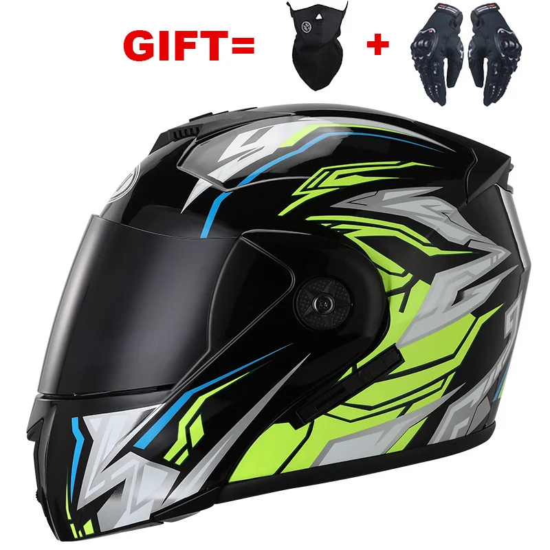 

2021 Free Shipping DOT Flip Up Racing Modular Motorcycle Helmet Double Visors Dual Lens Full Face Motocross Motorbike Helmets