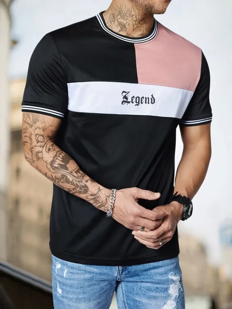 

Summer Running Men's Top T-shirt City Street Fashion Loose and Comfortable Short Sleeve Top T-shirt Men's Casual T-shirt