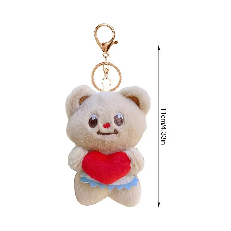 Bear Keychain Charm Car Keyring Decoration Plush Cute Stuffed Animal Bag Pendant Soft Keychain Charm For Bag Purse Backpack