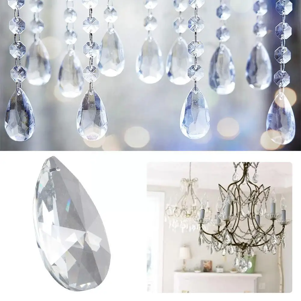 10 Pcs Clear Glass Crystal Prisms Pendants Chandeliers Lighting Parts Drops Lustres Rainbow Ornament Lamp 28mm X8f8