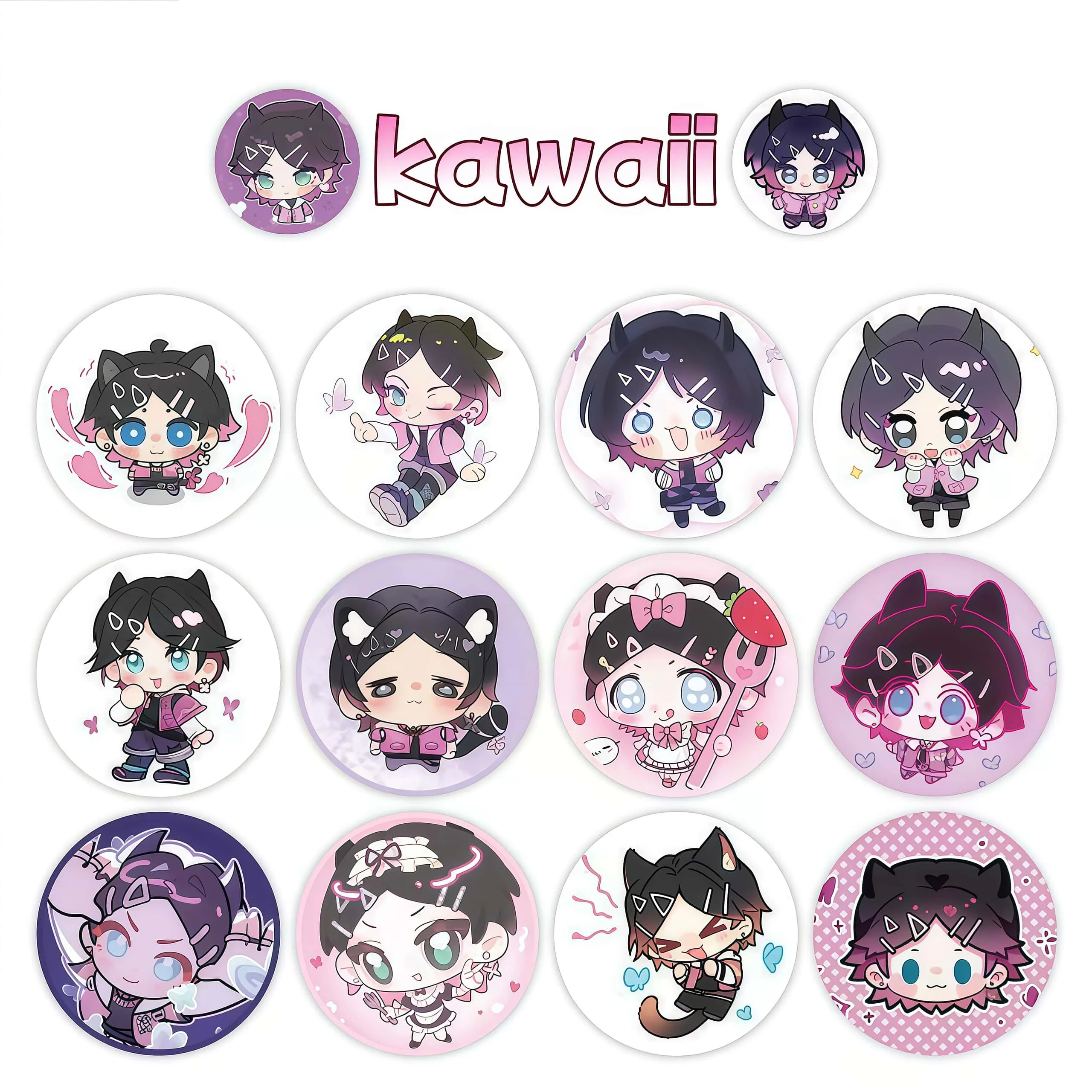 500Pcs Valorant Clove Round Sticker Roll, Cute Chibi Anime Agent Expression Labels for Package Sealing Journal Scrapbook Game