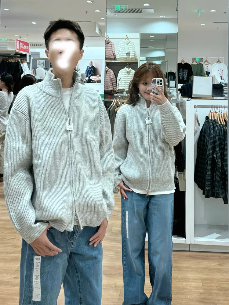 

Ay Cleanfit вязаный свитер для пары, осень-зима, свободный кардиган на молнии для ленивых, мужская верхняя одежда, мягкий удобный полиэстер