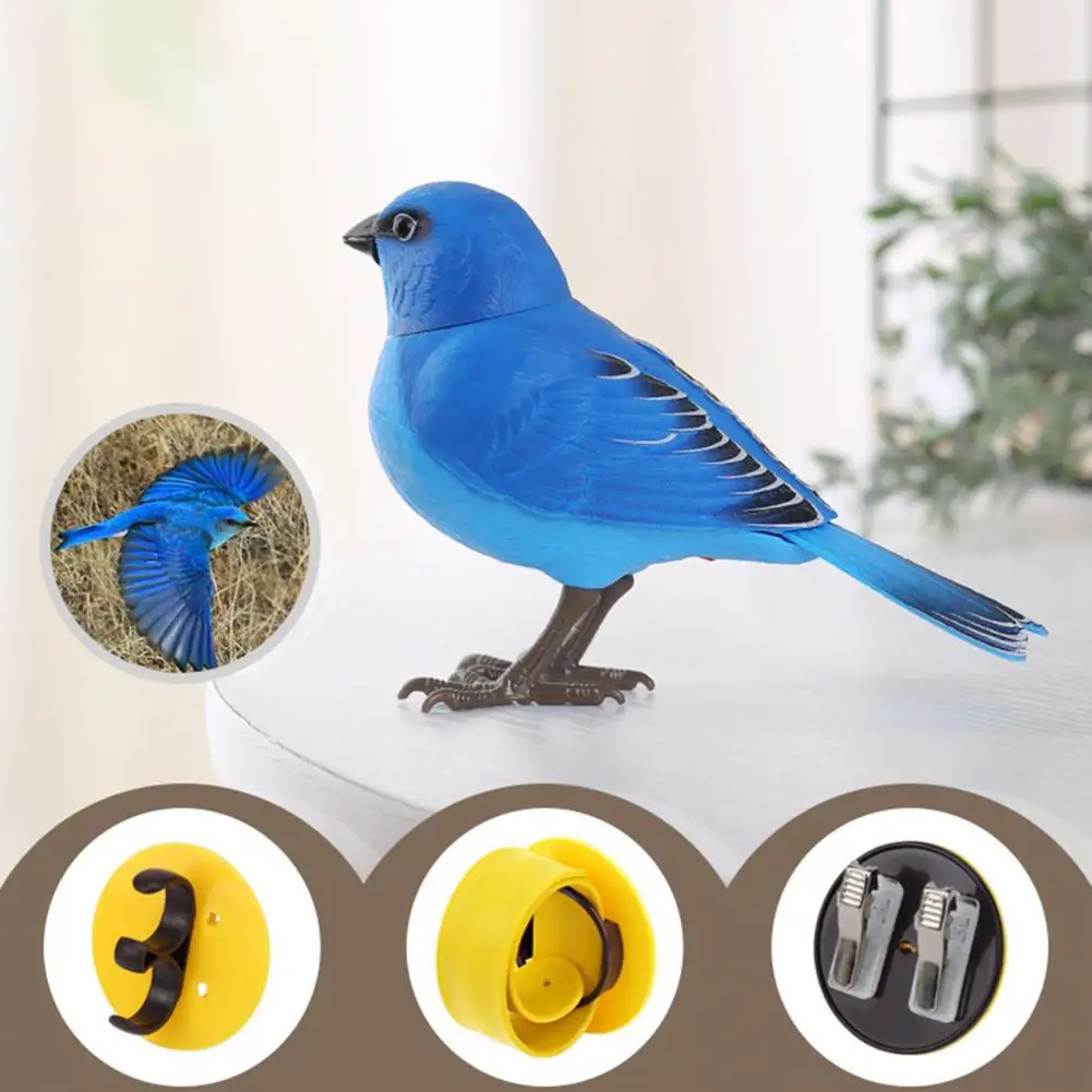 Fake Bird Decoration Singing Bird Toy with Light Sound Battery Operated Fake Bird Model with Movable Mouth for Kids for Lovers