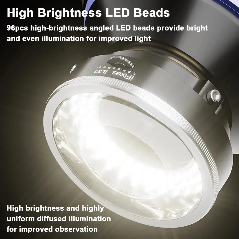 IFixes IL37 ไฟวงแหวนโพลาไรซ์ - 360 °   เครื่องวิเคราะห์ LED แบบหมุนได้สําหรับการตรวจสอบกล้องจุลทรรศน์/เซมิคอนดักเตอร์ (ปรับความเข้มได้)