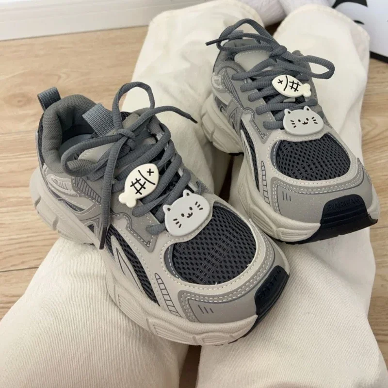 

Women's Versatile Dad Shoes 2025 Spring New Arrival Student Thick Sole Height Increasing Soft Sole Thin Breathable Mesh Sneakers