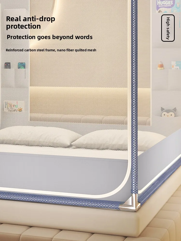 

2025 New Child Anti-Fall Bed Mosquito Net Bedroom No-Install Full Bot Pattern Mongolian Tent Iron Art Painted Support