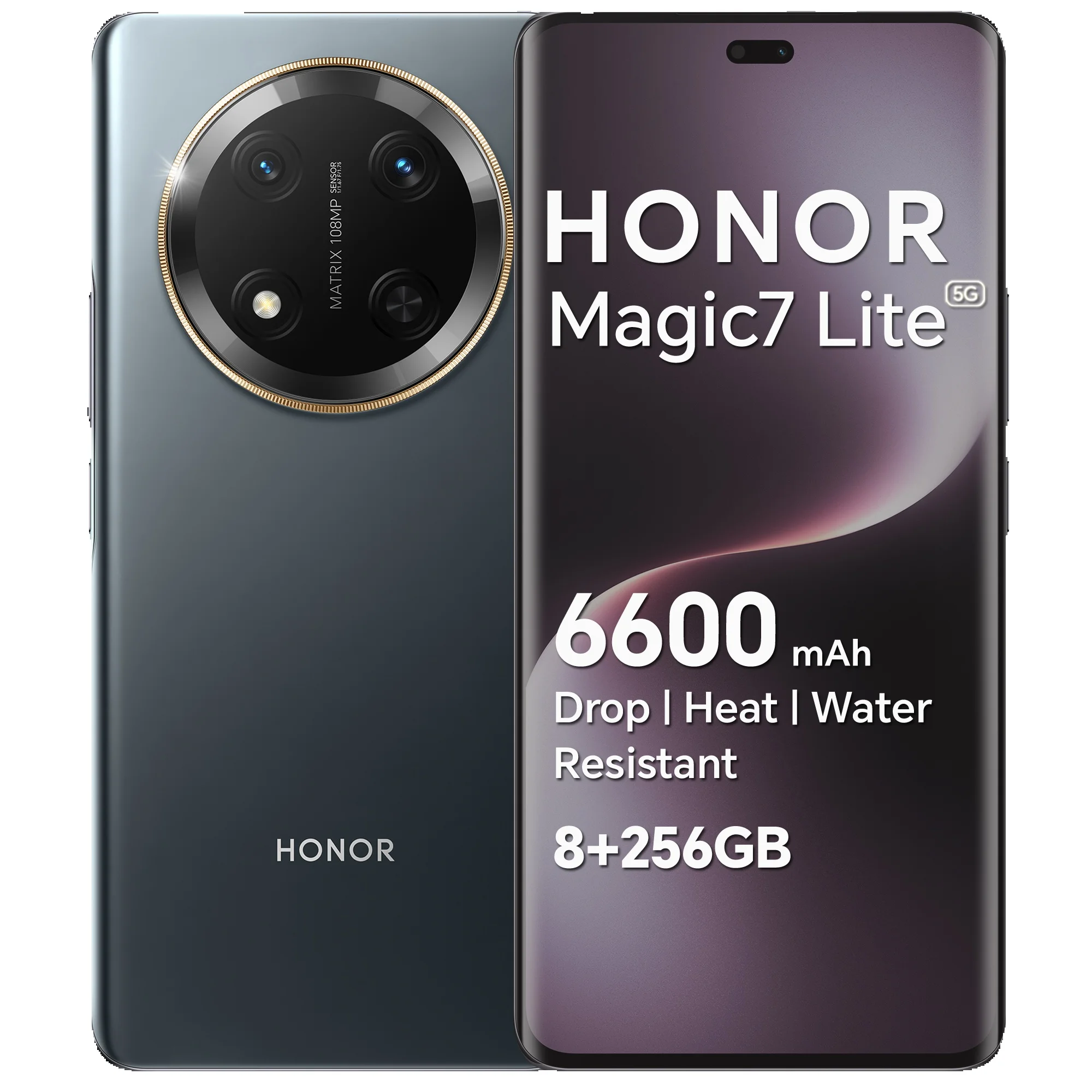 HONOR Magic7 Lite Smartphone 5G without Contract, Dual SIM NFC Android Mobile Phones (6600 mAh,108MP,256G ROM/8G RAM, 6.78 Zoll AMOLED Display,Drop/Water/Heat-Resistant),Titanium Black