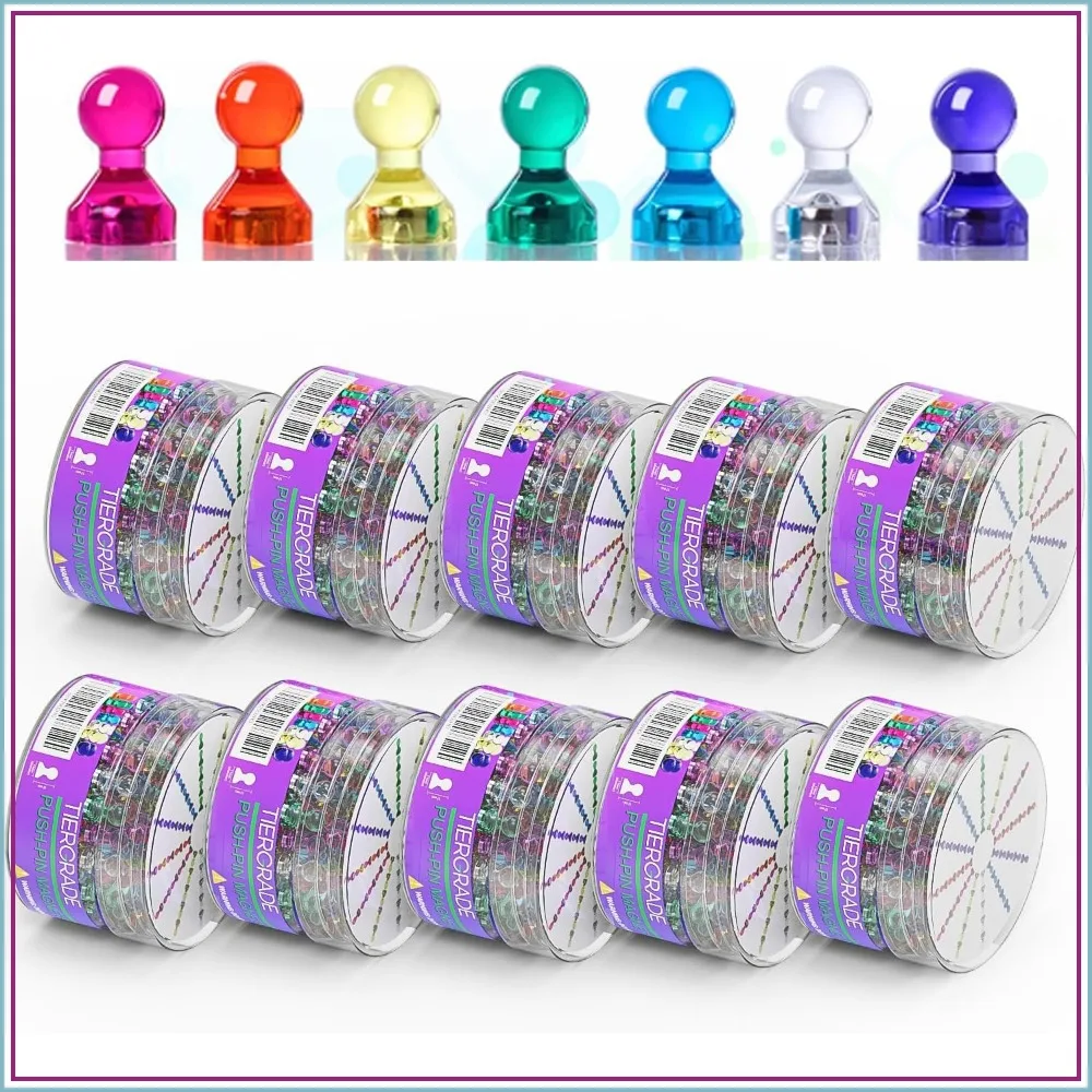 

600 Pack Push Pin Magnets - Strong, Assorted Colors, for Office, Kitchen, Home, School, Refrigerator, Whiteboard