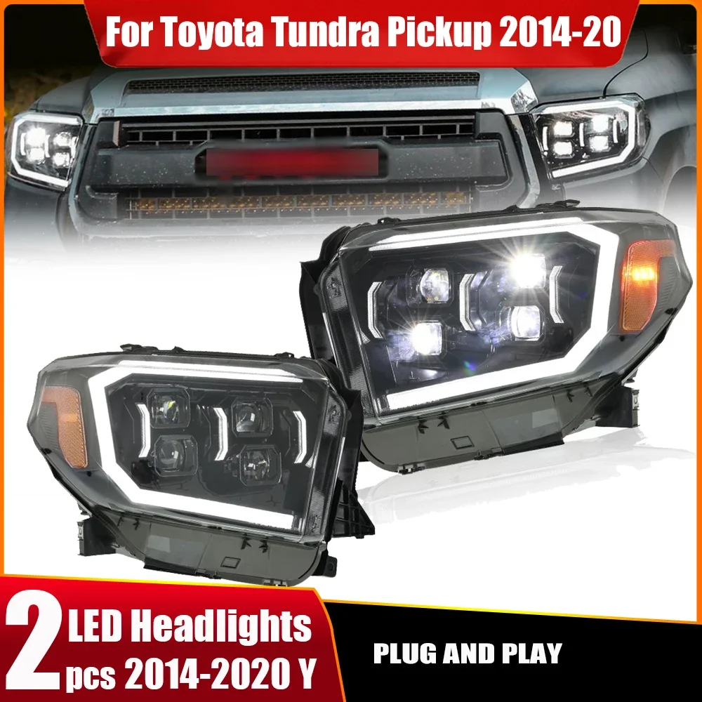 Car Headlights For Toyota Tundra 2014-2020 Sequoia LED Car HeadLamps Daytime Running Lights Dynamic Lens Automotive Accessories