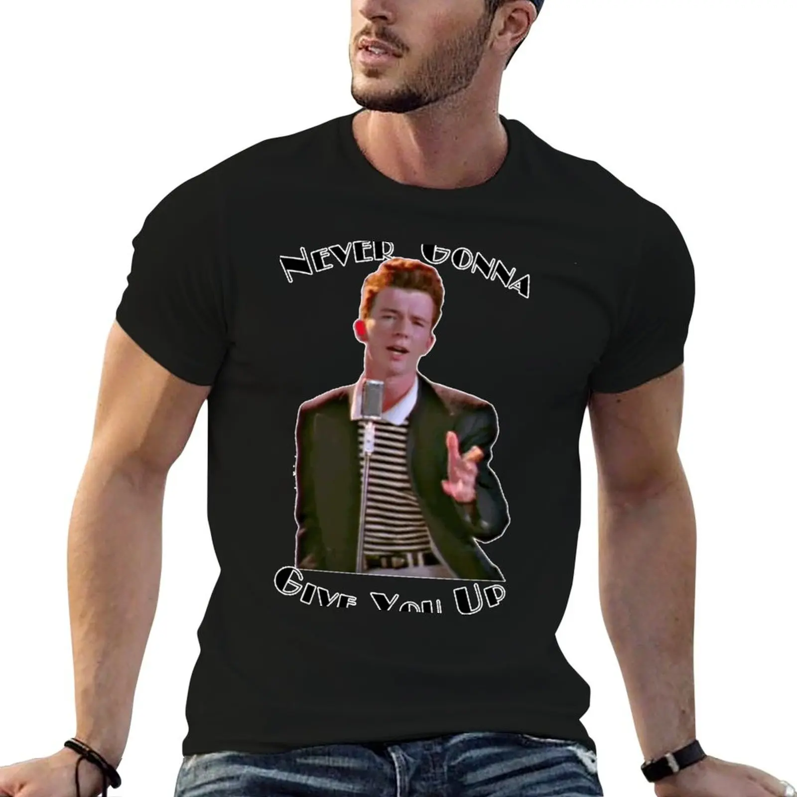 

Never Gonna Give You Up Rickroll Rick Astley T-Shirt man t shirt cotton t shirt man luxury T-Shirt