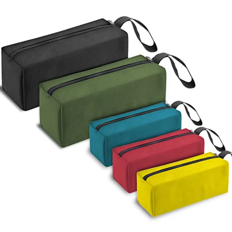 5 Pack Canvas Tool Pouch of Two Sizes, Tool Pouches with Zipper, Multipurpose Zipper Bags Tools is Suitable for Storing Scatter