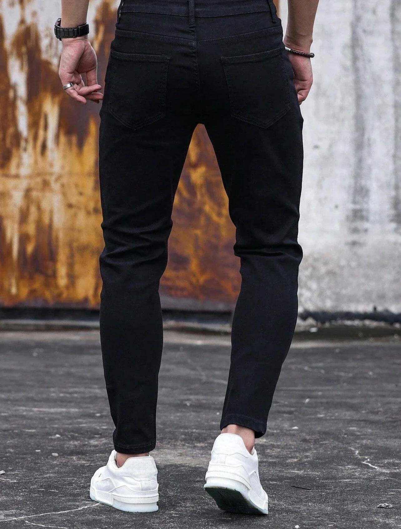 

Manfinity Homme Men Cotton Ripped Frayed Skinny Jeans
