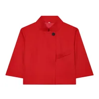 Women's Cropped Short Blazer New 2026 Spring Summer High-Neck Short Sleeve Button Simple Solid Women Coat Female Chic Tops - Image 5