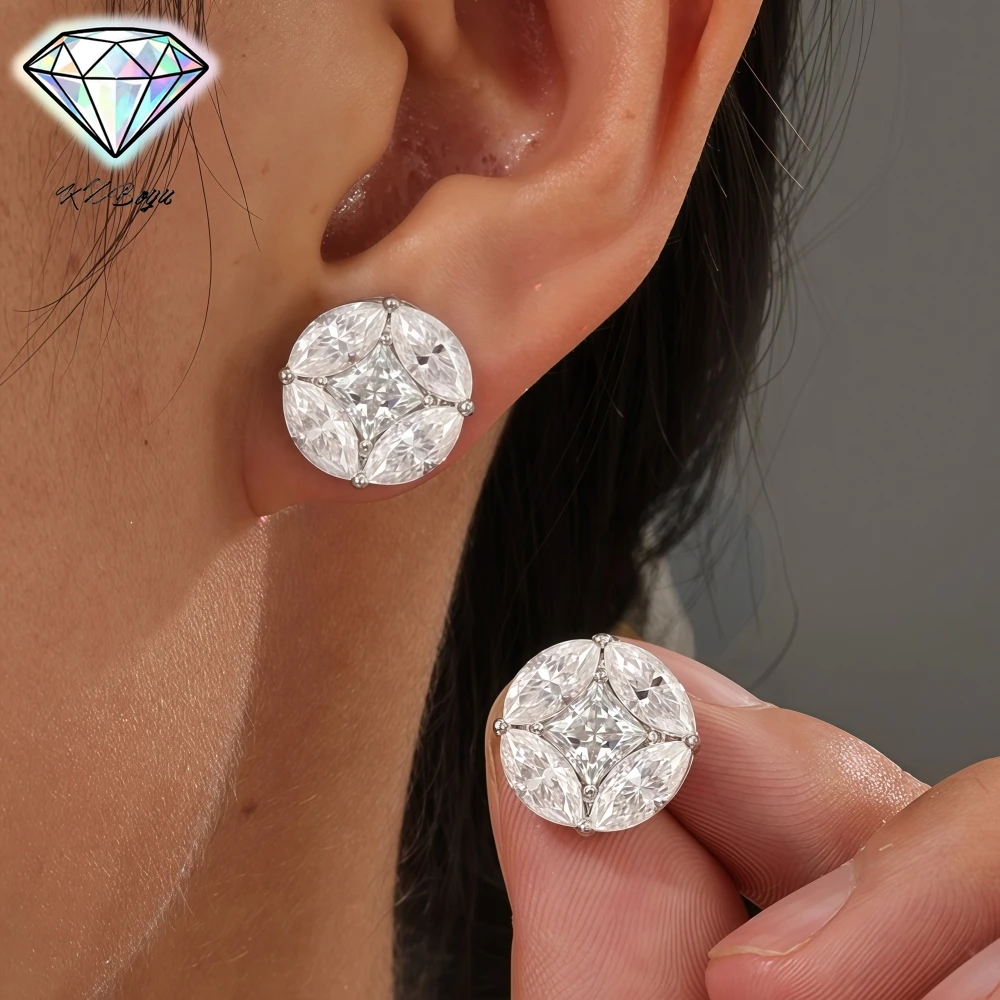 

Серьги-гвоздики из муассанита огранки «маркиз» и «принцесса» 5.6/3.2 карата, из серебра 925 пробы, с сертификатом, ювелирные изделия для женщин