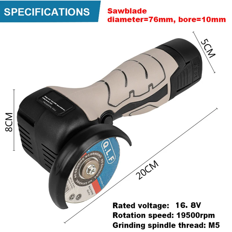 Mini meuleuse d\'angle électrique au lithium, polisseuse, petite machine de découpe, déterminer 16.8V