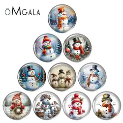 Lovely Cartoon Snowman Art Patterns 12mm/18mm/20mm/25mm Round Photo glass cabochon demo flat back Making findings