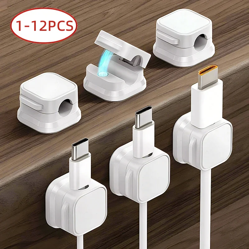 Magnetic Cable Clips Adhesive Cord Organizer Under Desk Wire Holder Keeper Car Cable For Home Office Desktop Cable Management